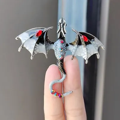 Crystal Flying Dragon Brooch Pin Women Men Retro Enamel Jewelry Couples Gift • £3.41