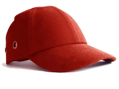 Safety Baseball Cap Hard Hat Bump Cap Red Vented Hook/Eye Fastening Adjustable • £11.04