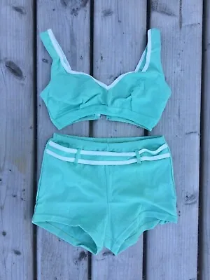 £21 • Buy Vintage Top & Shorts 12 Made In England Beach Summer Bikini Mint Green 