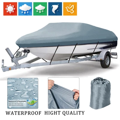 £26.99 • Buy 14ft-22ft Heavy Duty Boat Cover Fish SKI V-Hull Protector Speedboat Waterproof