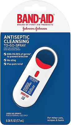 BAND-AID ANTISEPTIC SPRAY + PAIN RELIEF COMPARE NEOSPORIN TO GO -  7.7ml • £4.99