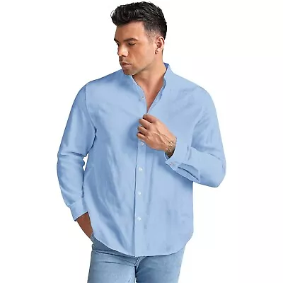 Men's Casual Summer Linen Shirt Long Sleeve Loose Blouse Button Down Shirts Tops • $14.99