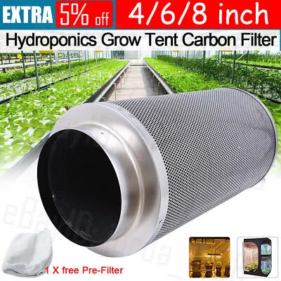 4  6  8  Inch Carbon Filter Odor Control For Fan Grow Hydroponics Tent Extractor • $55.99