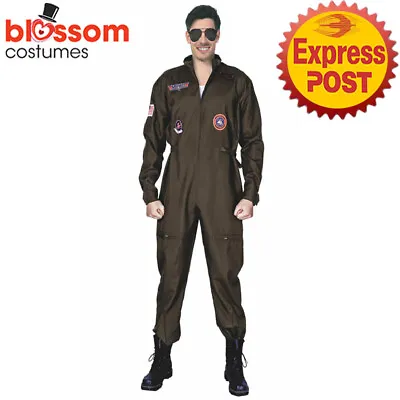 JDP74 Mens  Fighter Pilot Top Gun Maverick Aviator Air Force Costume 1980s • $34.78