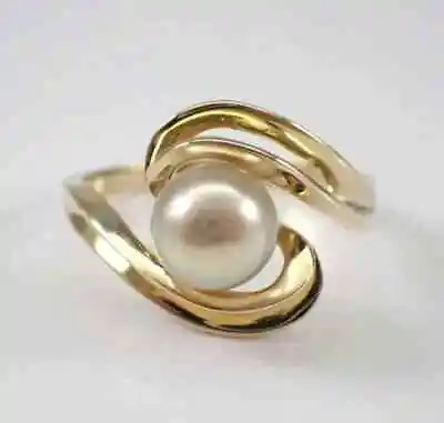 2.5Ct Round Vintage Golden Genuine Pearl Engagement Ring 14K Yellow Gold Plated • $142.49