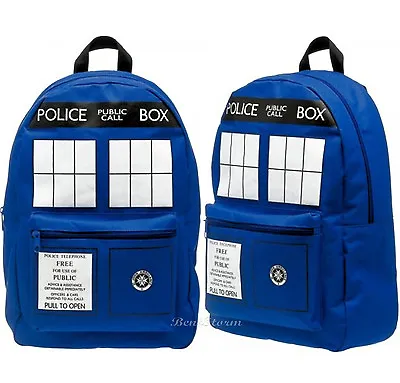 Doctor Dr Who Tardis Police Call Box Time Machine School Backpack Book Bag NWT • £38.52