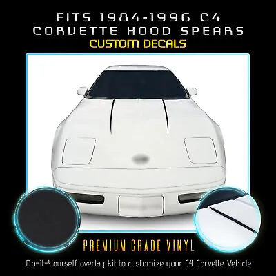 For 1984-1996 C4 Corvette Hood Spears Stripes Accent Vinyl Decals - Flat Matte • $17.10