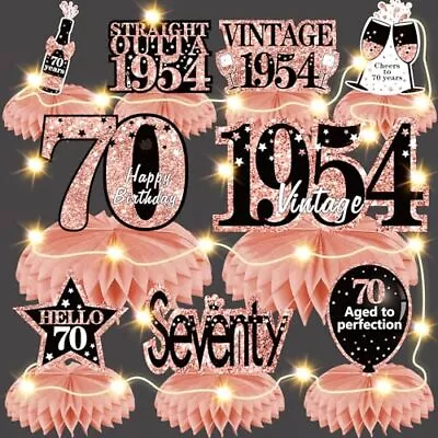 9Pcs 70th Birthday Centerpieces Decorations With String Lights For Women Rose... • $18.29