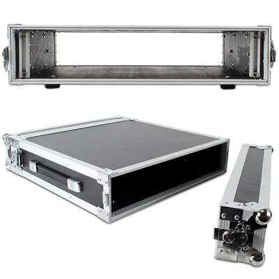 2x Power Dynamics 19  2U Rack Case Equipment Transport Mobile DJ Flight Cases PA • £249