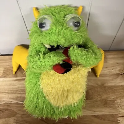 Manhattan Toy MONSTER PUPPET GOOGLY EYE Lime Green BIG TEETH EATING CAR Plush  • $28.95