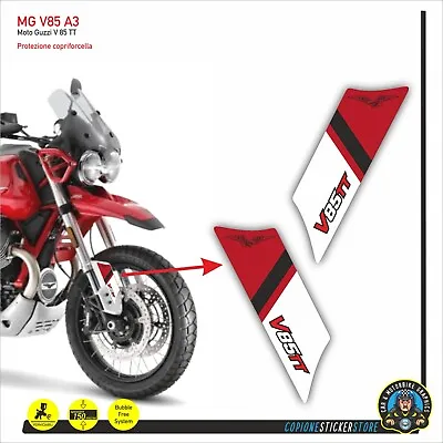 2 Stickers Sticker Motorcycle Moto Guzzi V85 Tt Covers Fork Red MG V85 A3 • $20.43