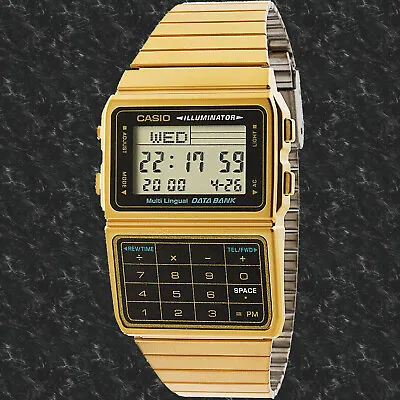 Casio DBC611G-1D Gold Databank Watch Stainless Steel Calculator 5 Alarms New • $127.55