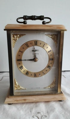 £42 • Buy Vintage  London Metamec Quartz Brass /Marble Carriage Clock