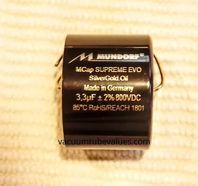 Mundorf MCap 800 VDC SUPREME EVO Silver Gold Oil Cap Capacitor 3.3uf 3.3 Uf  • $88.95