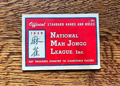 Vintage ~ “1959 National Mah-Jongg League”- Official Standard Hands & Rules Card • $29.50