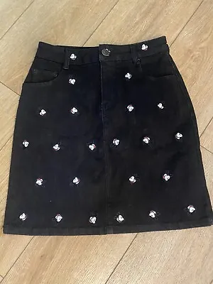 NEW Disney Cakeworthy JET BLACK DENIM Mini Skirt Size 4  Mickey Mouse NWT $59 • $18.99