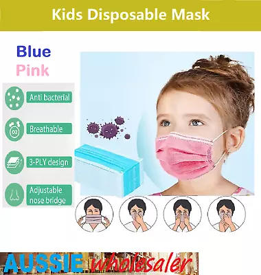 Sydney Kids Disposable Protective Face Mask Anti Bacterial Filter Child School • $4.45