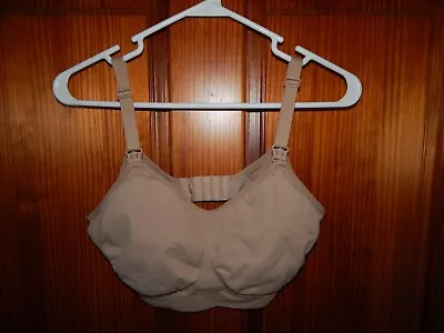 Isabel Maturnity Beige Nursing Bra Wireless Cloth Lining No Pads Size Large • $6.99