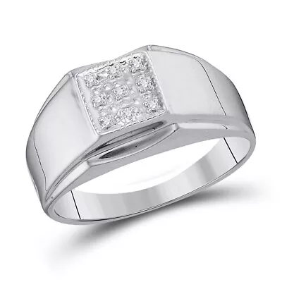 Sterling Silver Mens Round Diamond Square Cluster Ring .03 Cttw • $74.95