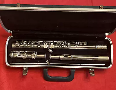 Vintage Bundy Selmer Flute USA Green Hard Case Musical Instrument Band Woodwind • $35