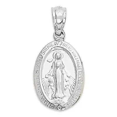 Solid 14k White Gold Miraculous Medal Pendant • $79.99