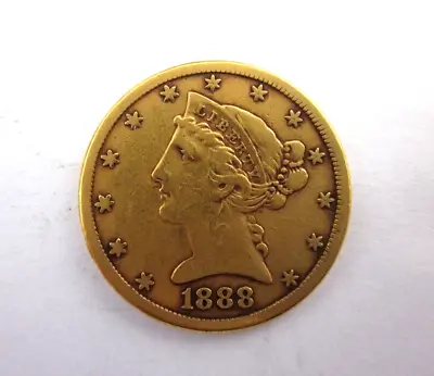 1888-s Liberty Head Half Eagle $5 Dollar Gold Coin San Francisco Mint Collector • $799.95
