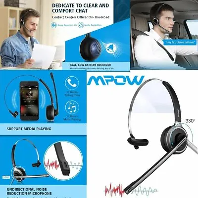 Mpow Bluetooth 5.0 Wireless Headphones Headset Mic For Trucker Driver Handsfree • £18.99