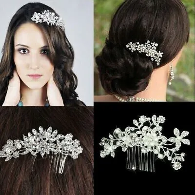 Bridesmaid Flower Diamante Pearls Bridal Clips Comb Wedding Hair Pins Crystal UK • £3.99