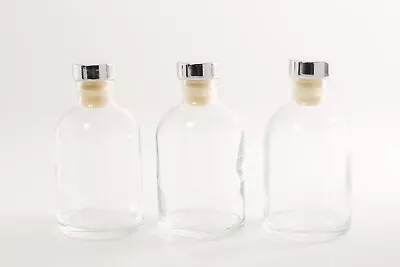 £4.50 • Buy Small Mini 50ml Glass Bottles - Silver Tops - Packs Of 50-150 - Wedding Favours 