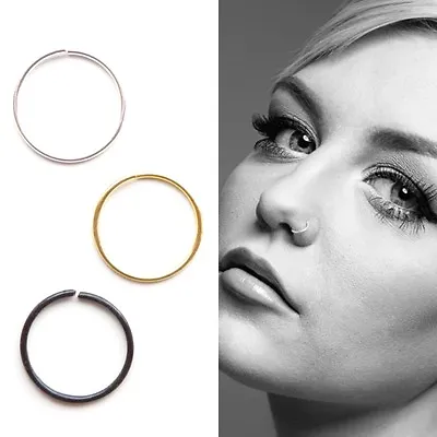 £99.99 • Buy Small Thin 925 Sterling Silver Nose Hoop Helix Lip Septum Tragus Ring 8mm 10mm