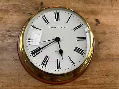 London Clock Co. Wall Clock Wood & Brass Frame Quartz Battery Operated. • £24.99