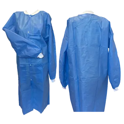 Medical Disposable Lab Coat Gown Blue Knee Length With 3 Pockets (10pcs/bag) • $25.50