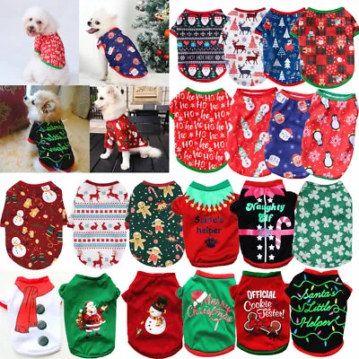 $4.42 • Buy Dog Cat Puppy Small Pet Christmas Jumper Santa Elf Vest Clothes T Shirt Apparel