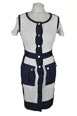 £39.95 • Buy KAREN MILLEN White Dress Size Uk 8 Womens Us 4 Eu 36 Short Sleeves Cotton 
