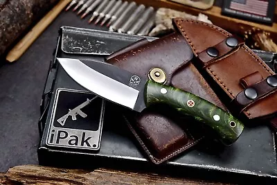 CFK IPAK Handmade D2 Custom GREEN CORELON Hunting Skinner Camping Sport Knife • $0.99