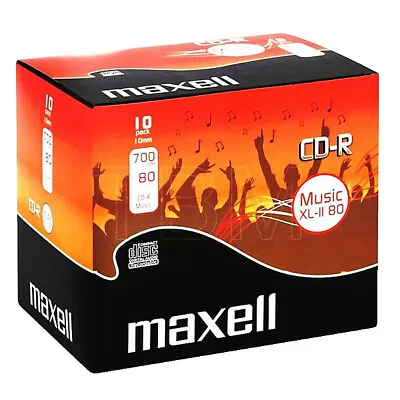£11.77 • Buy 10 Maxell Music CD-R RECORDABLE CDR With Jewel Cases Audio CD's