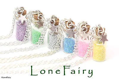 Gorgeous Fairy Dust Silver Plated Chain Necklace Miniature Or Large Bottle Charm • £4.75