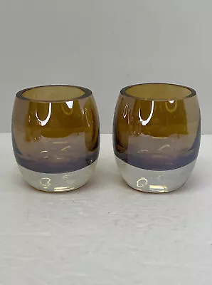 Mikasa Home Accents Solaris Set Of 2 Amber Votive Heavy Glass Candle Holders • $14.99