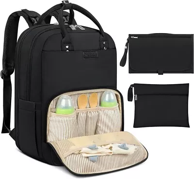 Nubily Baby Changing Bag Backpack With Portable Changing Mat Waterproof Nappy • £27.45