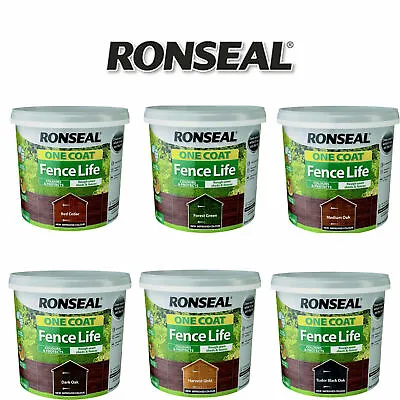 5 Litre- Ronseal One Coat Life Quick Dry Garden Shed And Fence Paint All Colours • £15.63