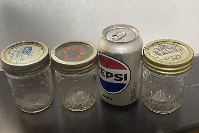 Unique Lot Of  3 Vintage Different Ball 6 Oz Jelly Jars   * 1  Quilted  Crystal • $21.95