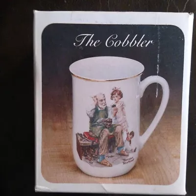 Norman Rockwell The Cobbler Ceramic Mug With Gold Trim Ht 4 1/4  • $5.99