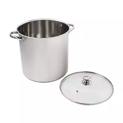 Stainless Steel 16-Quart Stock Pot With Glass Lid • $23.75