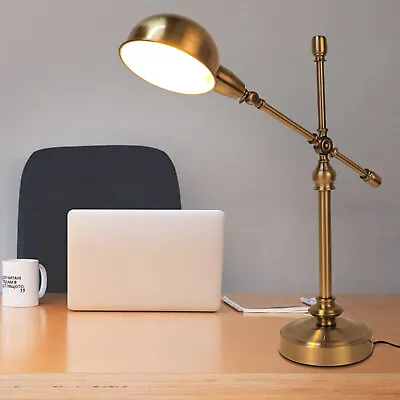 Industrial Copper Desk Lamp Adjustable Swing Arm Table Light Eye-Caring Reading • $203.95