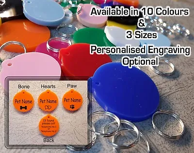 £2.79 • Buy ROUND Pet ID Tag,  DOG / CAT TAGS, VARIOUS SIZES & COLOURS, ENGRAVING OPTIONS 