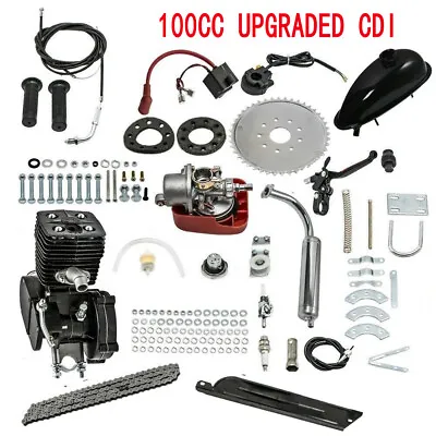 $138.99 • Buy Full Set 100CC Bicycle Motorized 2-Stroke Gas Petrol Bike Engine Motor Kit Black