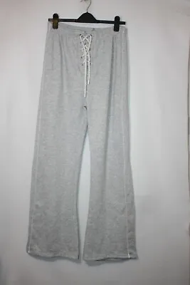 Bnwt Size M Pretty Little Thing Grey Flared Joggers With Lace Up    5029 • £6.99