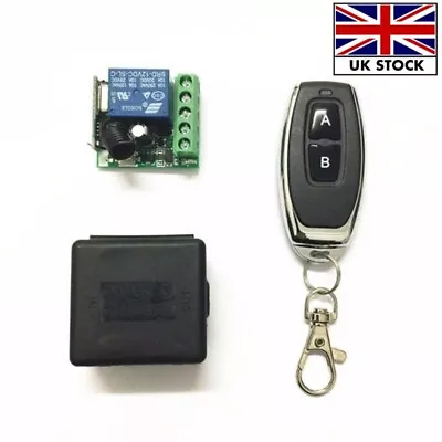 12V DC 1CH Relay Receiver RF Transmitter 433Mhz Wireless Remote Control Switch • £7.70