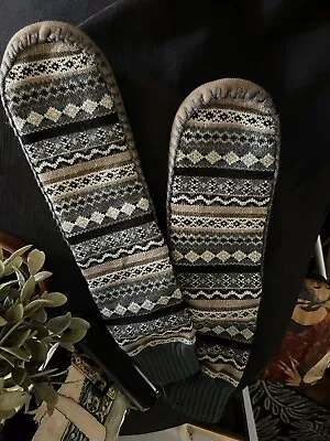 NEw Muk Luks Slipper Sox Socks Gray Blue Tan Knit Slip Resistant Soles Warm • $13.99