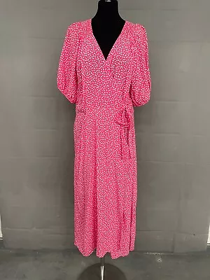 MARKS AND SPENCER Pink Heart Midi Wrap Dress Size 20 BNWT • £14.99
